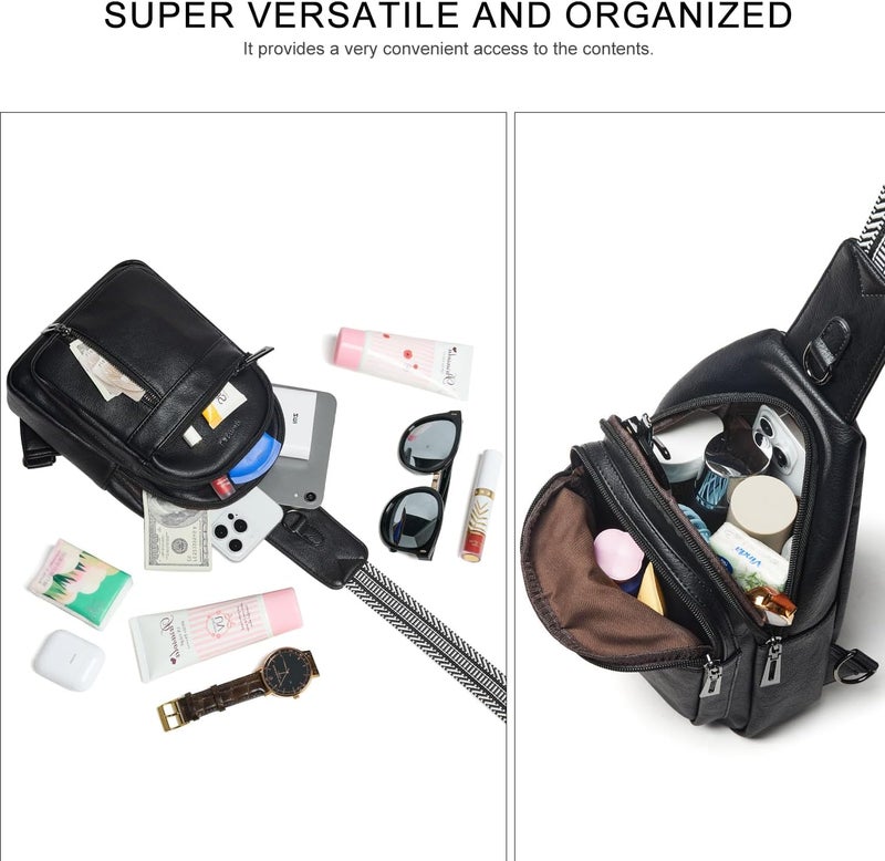 LATMAP 7L Sling Bag For Women Men Backpack Fanny Pack Crossbody Chest Travel Shoulder Belt Bags Purse Handbag PU Leather - Image 5